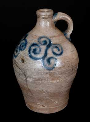 Very Rare Small Jug w/ Elaborate Watchspring Design, attrib. Capt. James Morgan, Cheesequake, NJ, c1775-90