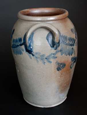 Remmey, Philadelphia Ovoid Stoneware Jar with Cobalt Floral Decoration, c1830