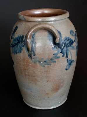 Remmey, Philadelphia Ovoid Stoneware Jar with Cobalt Floral Decoration, c1830