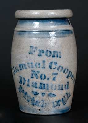 Rare Quart Stoneware Canner w/ Stenciled Samuel Cooper / Pittsburgh Advertising