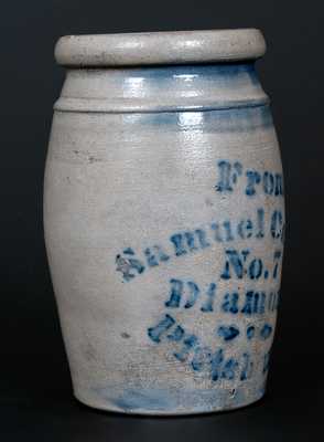 Rare Quart Stoneware Canner w/ Stenciled Samuel Cooper / Pittsburgh Advertising