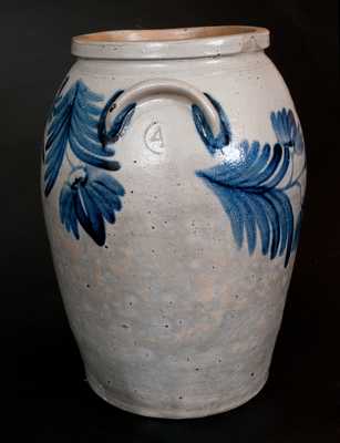 Four-Gallon Stoneware Jar with Elaborate Cobalt Floral Decoration, Baltimore, circa 1845