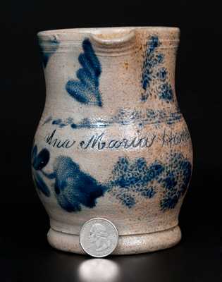 Rare Stoneware Cream Pitcher Inscribed "Ana Maria Hartley," Richard Remmey, Philadelphia