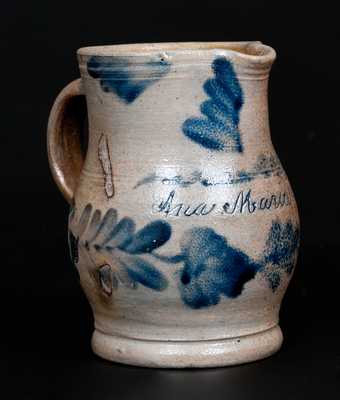 Rare Stoneware Cream Pitcher Inscribed "Ana Maria Hartley," Richard Remmey, Philadelphia