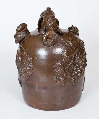 Exceptional Ohio Stoneware Harvest Jug w/ Elaborate Applied Designs