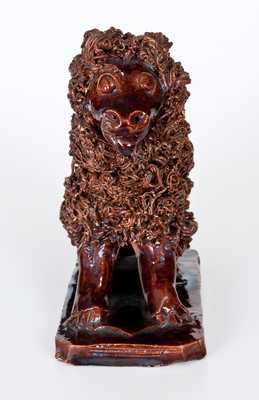 Very Rare Redware Dog with Elaborate Coleslaw Fur att. Anthony Baecher