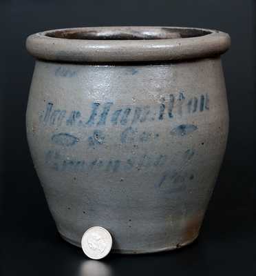 Small-Sized Jas. Hamilton & Co. / Greensboro, PA Cobalt-Decorated Stoneware Cream Jar