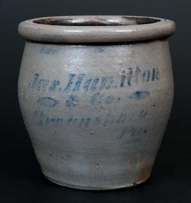 Small-Sized Jas. Hamilton & Co. / Greensboro, PA Cobalt-Decorated Stoneware Cream Jar