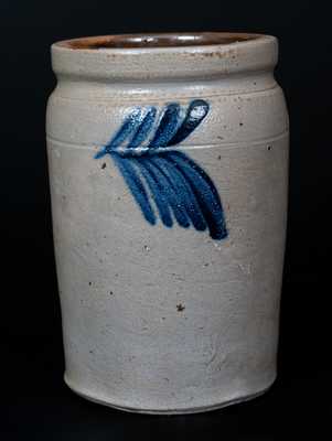 Quart-Sized Remmey, Philadelphia Stoneware Jar with Cobalt Foliate Decoration