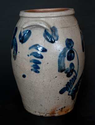 Unusual Three-Gallon Baltimore Stoneware Jar w/ Profuse Cobalt Floral Decoration