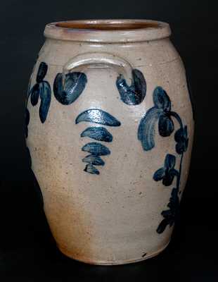 Unusual Three-Gallon Baltimore Stoneware Jar w/ Profuse Cobalt Floral Decoration