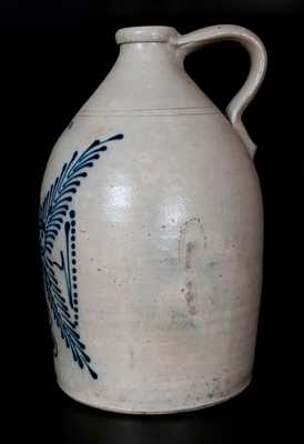 Extremely Rare JORDAN, New York 3 Gal. Stoneware Jug with Elaborate Starface Decoration