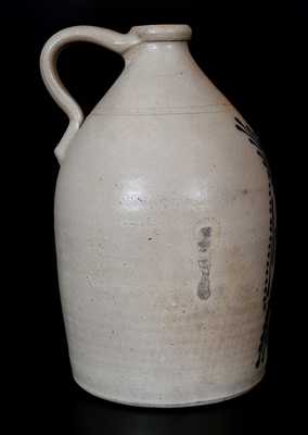Extremely Rare JORDAN, New York 3 Gal. Stoneware Jug with Elaborate Starface Decoration