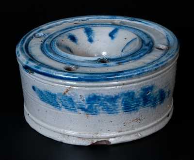 Rare Large-Sized Stoneware Master Inkwell with Elaborate Cobalt Decoration, probably New York State