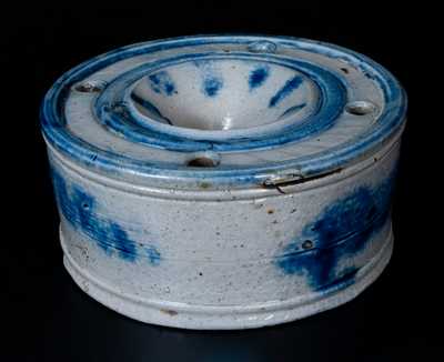 Rare Large-Sized Stoneware Master Inkwell with Elaborate Cobalt Decoration, probably New York State
