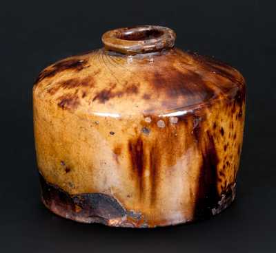 Rare and Important Bristol County, Massachusetts Redware Inkwell with Vibrant Glaze