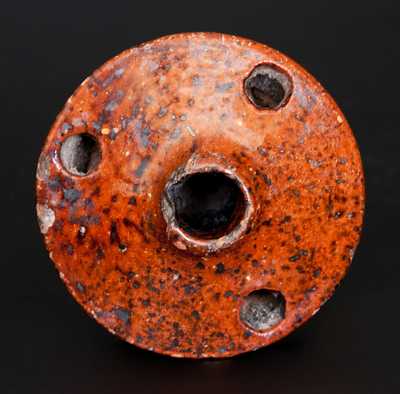 Small-Sized Redware Inkwell with Speckled Manganese Decoration