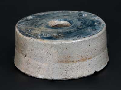 Small-Sized Stoneware Inkwell with Impressed Asterisks and Cobalt Top, probably New York