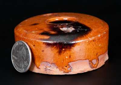 Small-Sized Redware Inkwell with Manganese Splotches