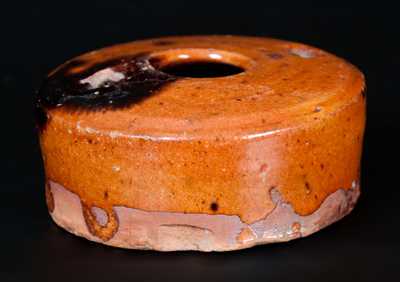 Small-Sized Redware Inkwell with Manganese Splotches