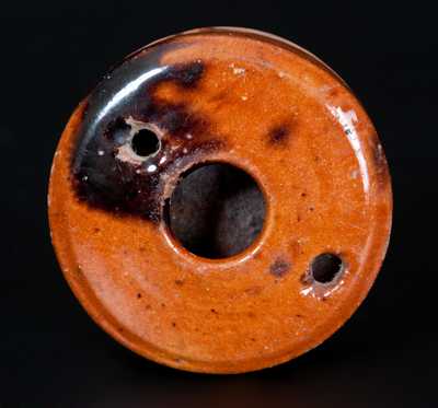 Small-Sized Redware Inkwell with Manganese Splotches