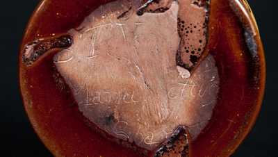 Very Rare New Jersey Redware Inkwell, Inscribed 