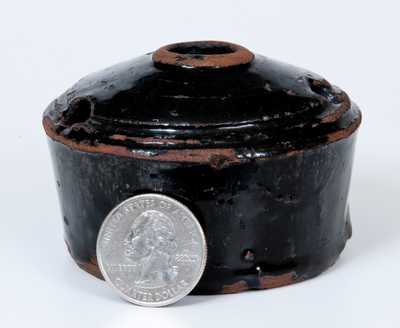 Small-Sized Redware Inkwell with Domed Top