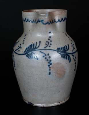 Scarce Half-Gallon Baltimore Stoneware Pitcher w/ Slip-Trailed Vine Decoration