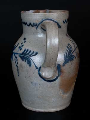 Scarce Half-Gallon Baltimore Stoneware Pitcher w/ Slip-Trailed Vine Decoration