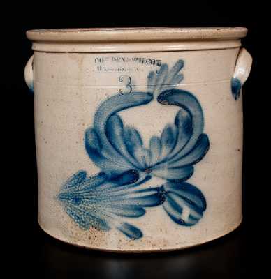 COWDEN & WILCOX / HARRISBURG, PA Stoneware Crock with Cobalt Floral Decoration