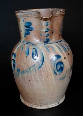 Stoneware Pitcher with Cobalt Floral Decoration, Southeastern PA, circa 1860