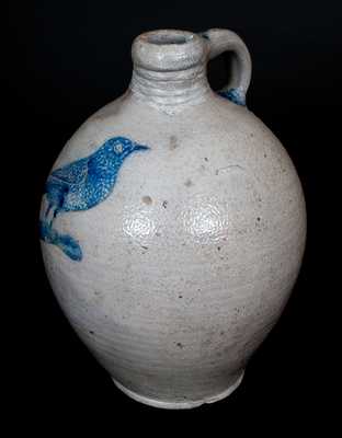 Rare Manhattan Stoneware Jug with Incised Bird Decoration, Crolius or Remmey Family, c1800