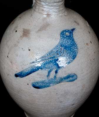 Rare Manhattan Stoneware Jug with Incised Bird Decoration, Crolius or Remmey Family, c1800