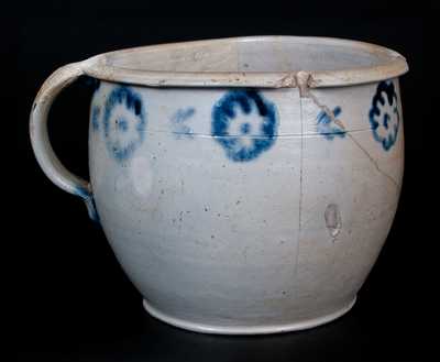 Rare Baltimore Stoneware Chamberpot with Slip-Trailed Floral Decoration att. Morgan / Amoss