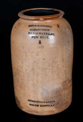 Rare SOUTH AMBOY, NJ Stoneware Advertising Jar for MRS. G. B. MILLER / TOBACCONIST / NEW YORK