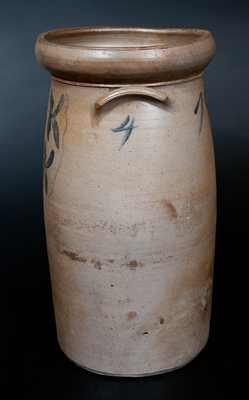 Very Rare Rockingham County, Virginia Decorated Stoneware Churn Dated 1860
