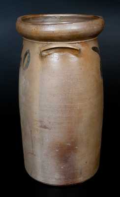 Very Rare Rockingham County, Virginia Decorated Stoneware Churn Dated 1860