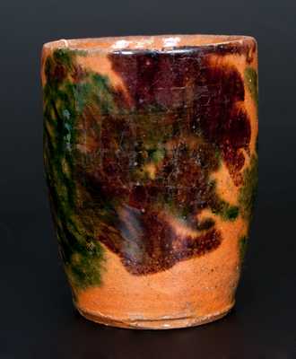 Multi-Glazed Redware Mug, Strasburg, VA, circa 1890