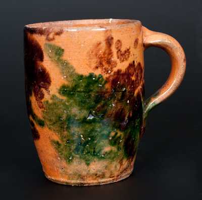 Multi-Glazed Redware Mug, Strasburg, VA, circa 1890