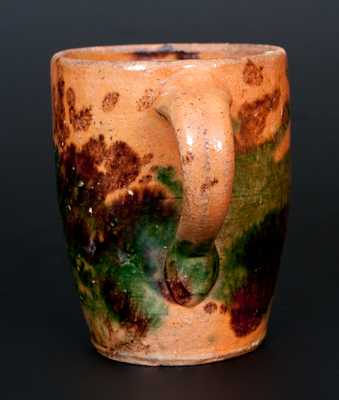 Multi-Glazed Redware Mug, Strasburg, VA, circa 1890