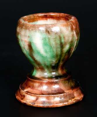 Multi-Glazed Redware Egg Cup, Strasburg, VA, circa 1890