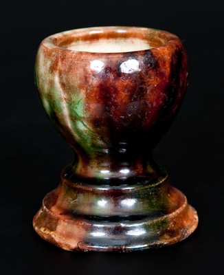 Multi-Glazed Redware Egg Cup, Strasburg, VA, circa 1890