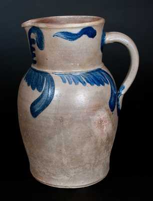 Strasburg, VA Stoneware Pitcher with Cobalt Swag Decoration