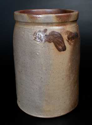 Unusual SOLOMON BELL / STRASBURG / VA 1877 Stoneware Crock w/ Incised and Manganese Dates
