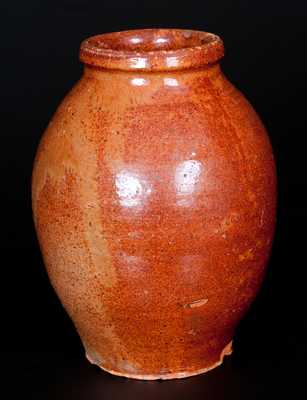 Small-Sized Glazed Redware Jar, Maine origin, second quarter 19th century