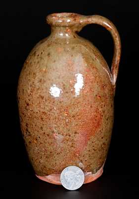 Diminutive Glazed Redware Jug, Maine origin, second quarter 19th century