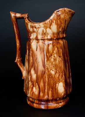 Extremely Rare O. V. LEWIS / GREENWICH Rockingham Ware Pitcher, Greenwich, NY