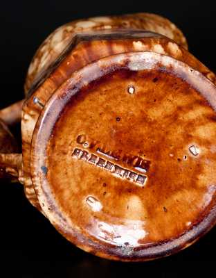 Extremely Rare O. V. LEWIS / GREENWICH Rockingham Ware Pitcher, Greenwich, NY