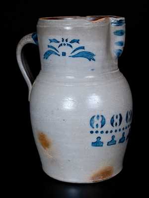 Scarce Stoneware Pitcher with Stenciled Decoration, attrib. A. P. Donaghho, Parkersburg, WV