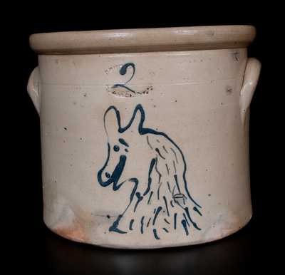 Very Rare UNION POTTERY / NEWARK N.J. / J. ZIPF Prop'r Stoneware Horse Crock